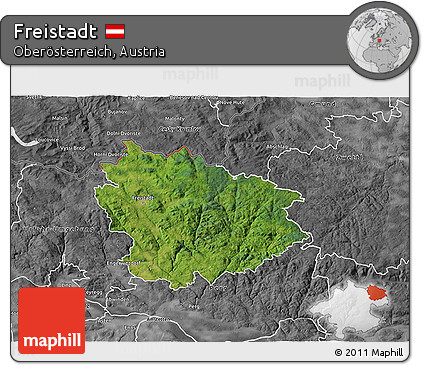 Satellite 3D Map of Freistadt, desaturated
