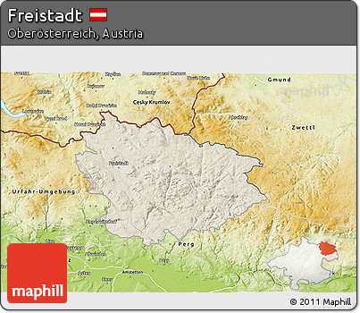 Shaded Relief 3D Map of Freistadt, physical outside