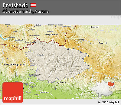 Shaded Relief 3D Map of Freistadt, physical outside