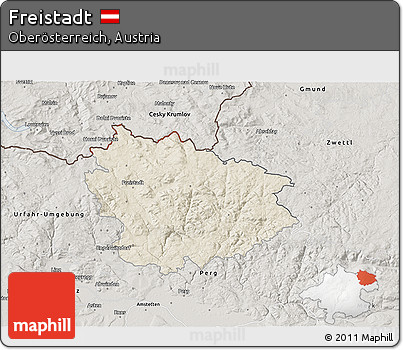 Shaded Relief 3D Map of Freistadt, semi-desaturated