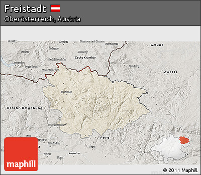 Shaded Relief 3D Map of Freistadt, semi-desaturated