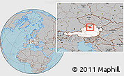 Gray Location Map of Freistadt, highlighted country, hill shading