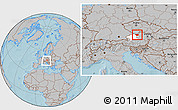 Gray Location Map of Freistadt, highlighted parent region, within the entire country, hill shading