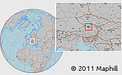 Gray Location Map of Freistadt, hill shading