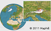 Satellite Location Map of Freistadt, highlighted country, highlighted parent region, within the entire country