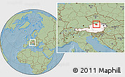 Savanna Style Location Map of Freistadt, highlighted country, within the entire country, hill shading