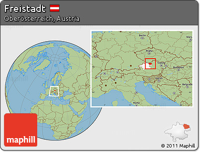 Savanna Style Location Map of Freistadt, highlighted parent region, within the entire country
