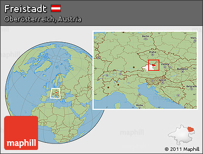 Savanna Style Location Map of Freistadt, highlighted parent region, within the entire country