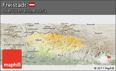 Physical Panoramic Map of Freistadt, semi-desaturated