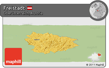 Savanna Style Panoramic Map of Freistadt, single color outside