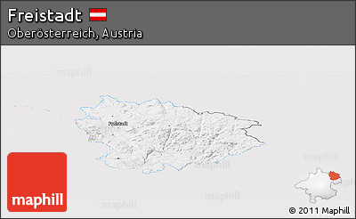 Silver Style Panoramic Map of Freistadt, single color outside