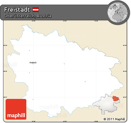 Classic Style Simple Map of Freistadt, single color outside