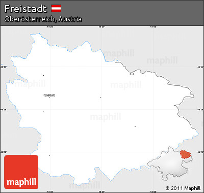Silver Style Simple Map of Freistadt, single color outside