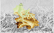 Physical 3D Map of Kirchdorf an der Krems, lighten, desaturated
