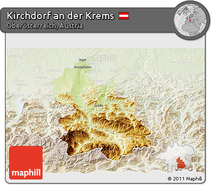 Physical 3D Map of Kirchdorf An Der Krems, lighten