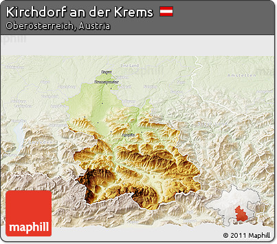 Physical 3D Map of Kirchdorf An Der Krems, lighten
