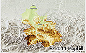 Physical 3D Map of Kirchdorf an der Krems, lighten, semi-desaturated