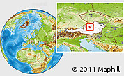 Physical Location Map of Kirchdorf an der Krems, highlighted country