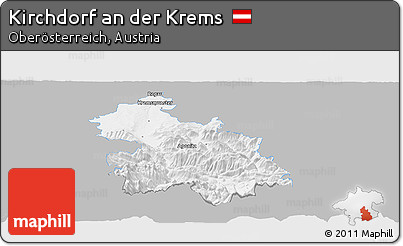 Gray Panoramic Map of Kirchdorf An Der Krems, single color outside