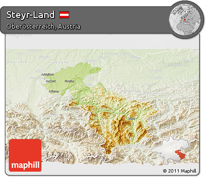 Physical 3D Map of Steyr-Land, lighten