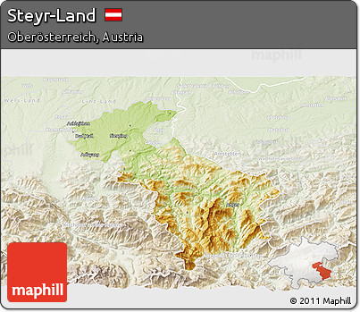 Physical 3D Map of Steyr-Land, lighten