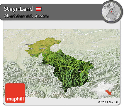 Satellite 3D Map of Steyr-Land, lighten