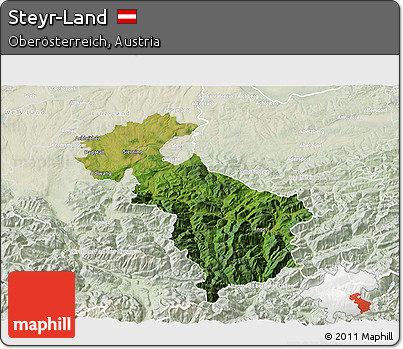 Satellite 3D Map of Steyr-Land, lighten