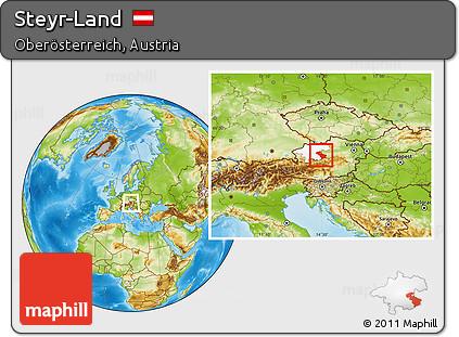 Physical Location Map of Steyr-Land, highlighted parent region