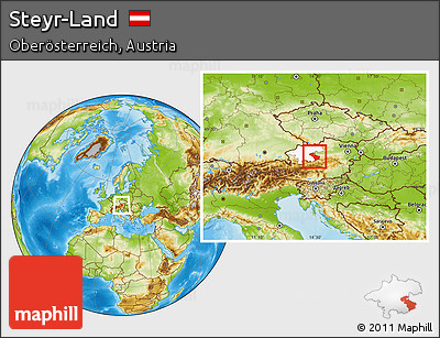 Physical Location Map of Steyr-Land, highlighted parent region