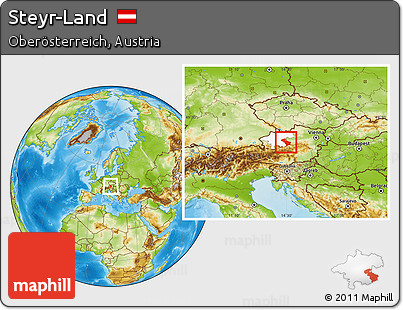 Physical Location Map of Steyr-Land, highlighted parent region