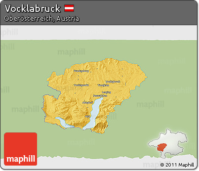 Savanna Style 3D Map of Vocklabruck, single color outside