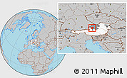 Gray Location Map of Vocklabruck, highlighted country, highlighted parent region