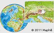 Physical Location Map of Vocklabruck, highlighted country, highlighted parent region, within the entire country