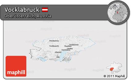 Silver Style Panoramic Map of Vocklabruck, single color outside