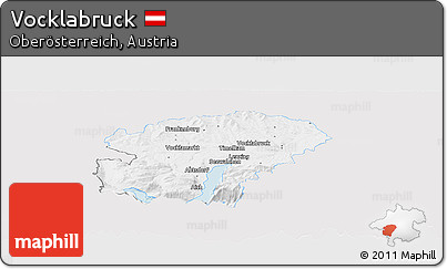 Silver Style Panoramic Map of Vocklabruck, single color outside