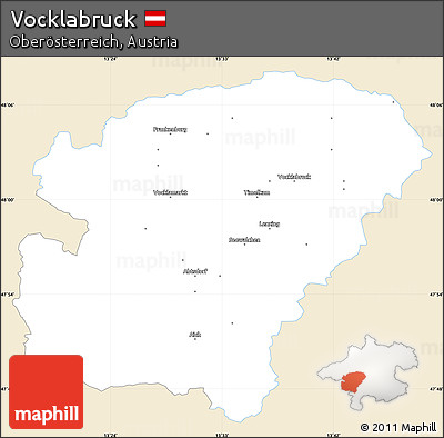 Classic Style Simple Map of Vocklabruck, single color outside