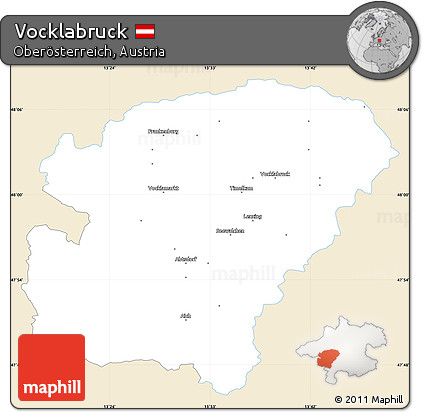 Classic Style Simple Map of Vocklabruck, single color outside