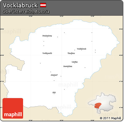 Classic Style Simple Map of Vocklabruck, single color outside