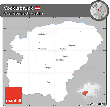 Gray Simple Map of Vocklabruck, single color outside