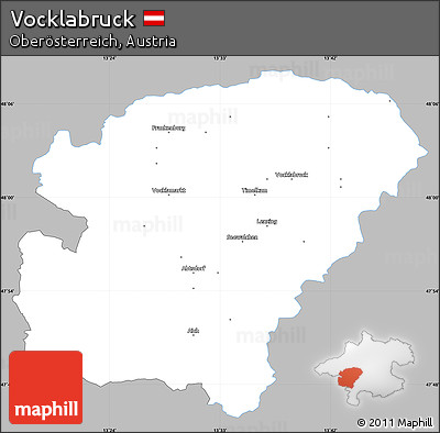 Gray Simple Map of Vocklabruck, single color outside