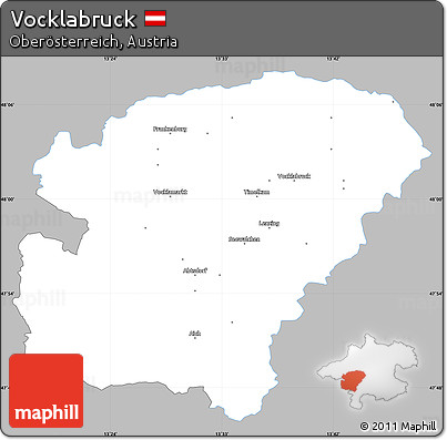 Gray Simple Map of Vocklabruck, single color outside