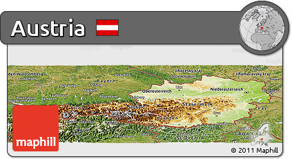 Physical Panoramic Map of Austria, satellite outside