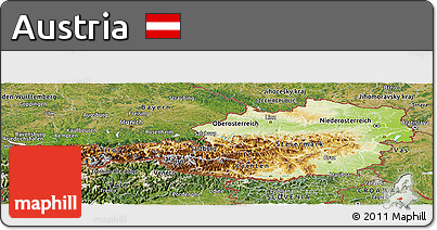 Physical Panoramic Map of Austria, satellite outside