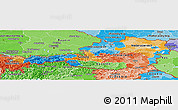 Political Panoramic Map of Austria, political shades outside