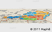 Political Panoramic Map of Austria, shaded relief outside