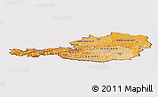 Political Shades Panoramic Map of Austria, cropped outside