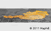 Political Shades Panoramic Map of Austria, darken, desaturated
