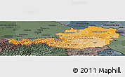 Political Shades Panoramic Map of Austria, darken, semi-desaturated