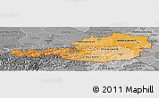 Political Shades Panoramic Map of Austria, desaturated