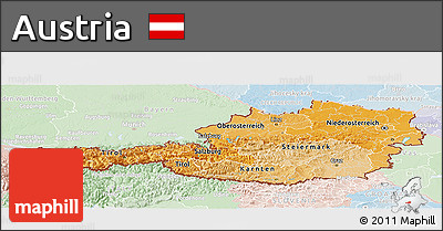 Political Shades Panoramic Map of Austria, lighten